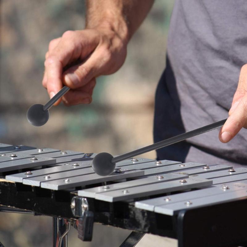 1 Pair Plastic Handle Rubber Ball Drumstick Marimba Mallet Percussion Musical Instrument Accessory Beginner Training Set