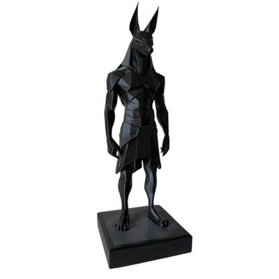 3D Printed Anubis Desk Statue Stable Square Sculpture with Base Matte Black