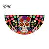 Durable Polyester Bunting Day of The Dead Skull Banner, Marigold Print Fiesta Decorative Wall Hanging Flag, Colorful Sugar Outdoor Yard Party