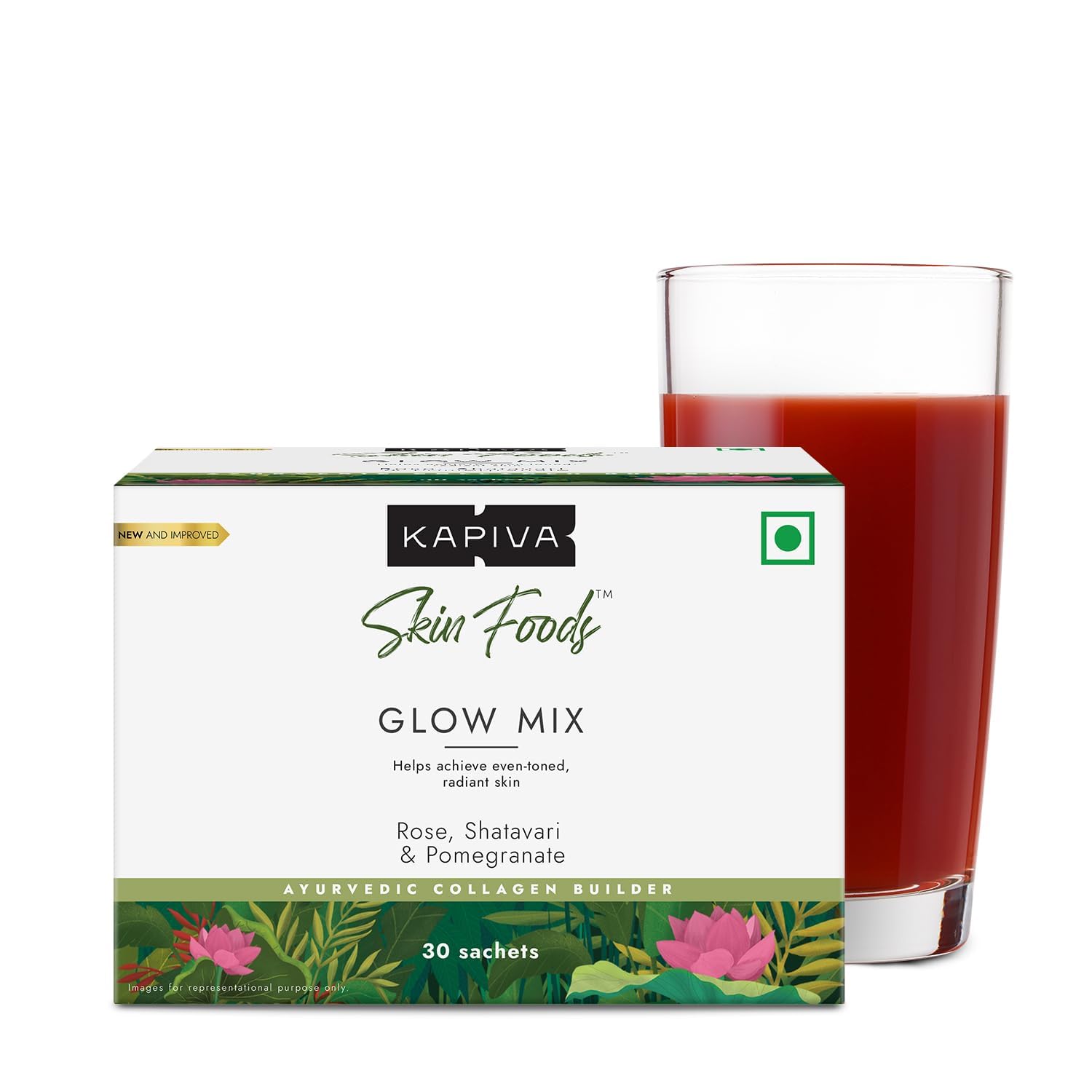 

Kapiva Skin Foods Glow Mix Ayurvedic Collagen Powder for Healthy Glowing Skin 30 Sachets
