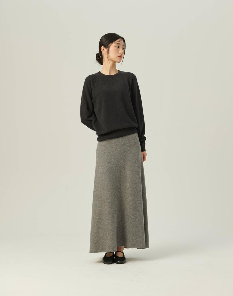 Beiseuseuledeu Soft A-Line Knit Skirt_Gray