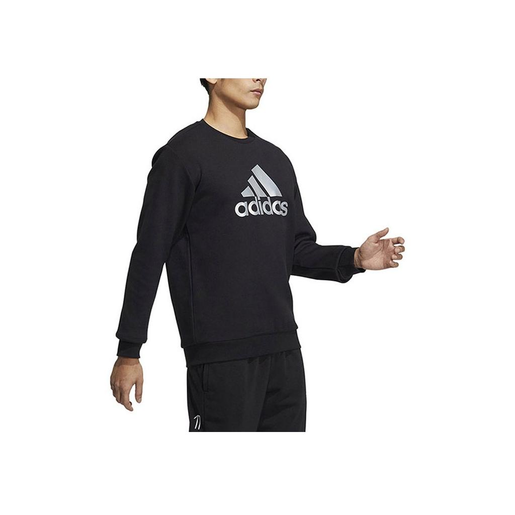 adidas Logo Print Crew Neck Sweatshirt Men Tops Black HM2960