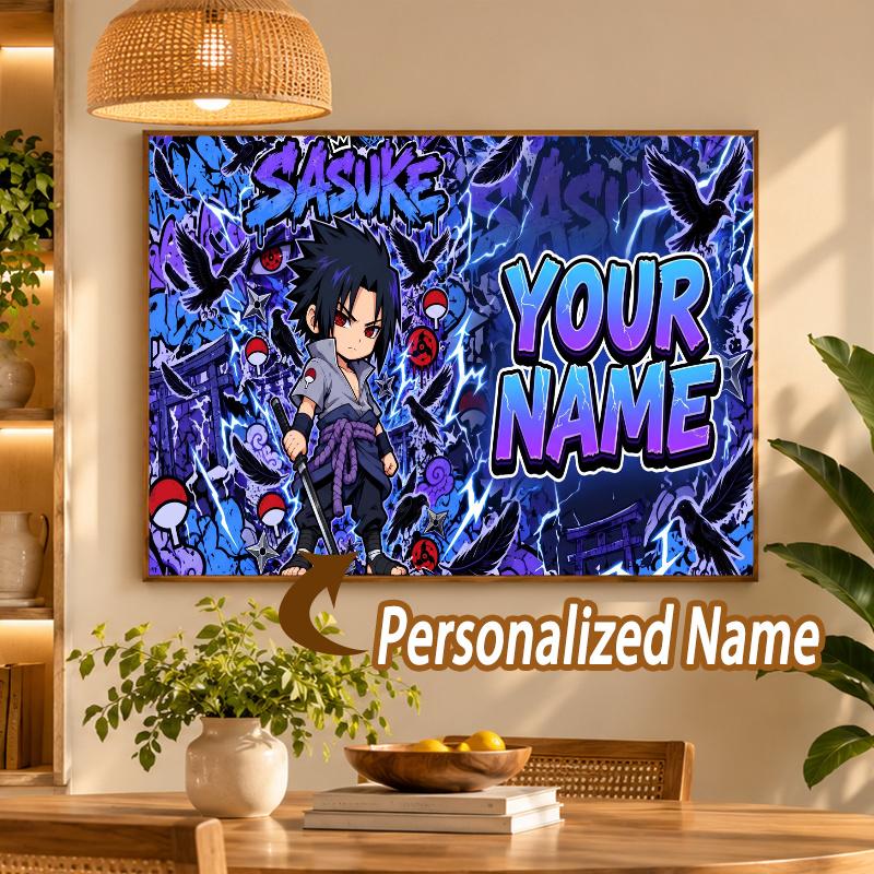 Sasuke Uchiha Custom Name Diamond Painting Personalized 5D Full Drill DIY Diamond Art Home Decor
