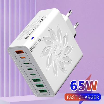 65W 8 Port USB Charger Fast Charging Phone Power Adapter EU US KR Plug For iPhone Xiaomi 17 Pro Max Samsung Wall Charger Adapter