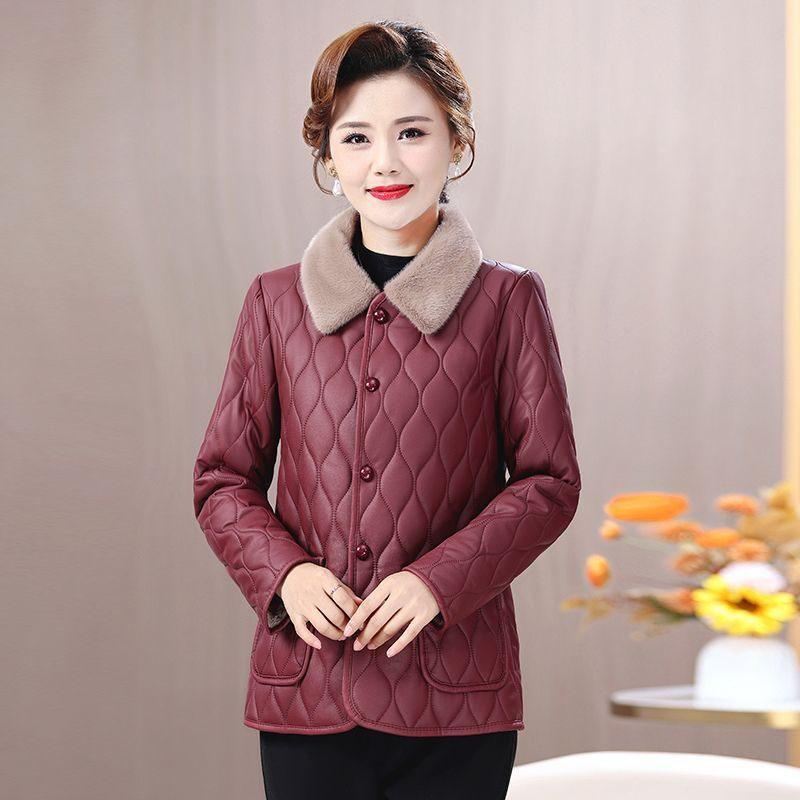 Thickened Fleece Lined Cotton Jacket for Middle-Aged And Elderly Women Stylish Warmth Fashionable Outerwear Ladies Coat