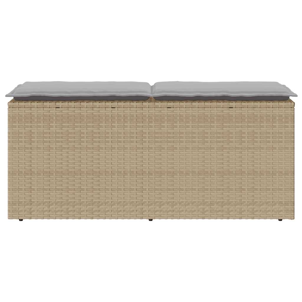 Garden Bench With Cushion Beige 110X40X44 Cm Poly Rattan