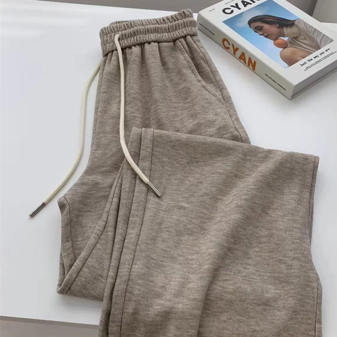 

Lazy narrow version wide-leg crape myrtle pants, black glutinous rice pants, women s autumn and winter high waist drape loose casual floor pants 2XL [135~ 77.5 kg]