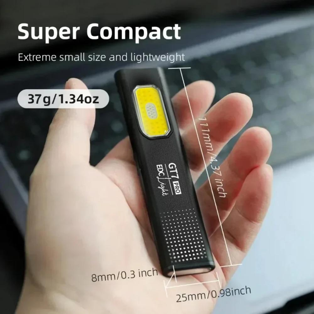 GT7/ST7 Ultra-thin Multi-Mode Pocket LED Flashlight Compact USB-C Rechargeable Red/Blue Stroabe Light for Work Everyday Carry ,Travel