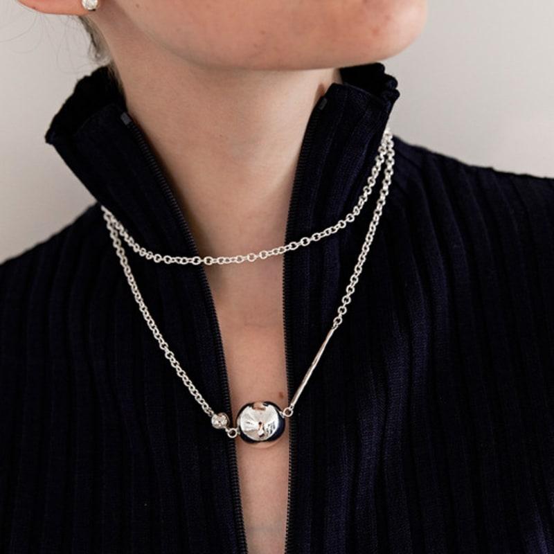 MIDNIGHT MOMENT Rhythm Long Chain Necklace - Silver