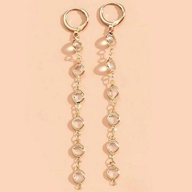 

South Korea Colorful Drop Rhinestone Earstring Fashion Temperament Simple Green Round Bead Long Tassel Earrings Women s Jewelry