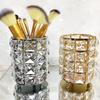 European Metal Crystal Makeup Organizer Makeup Brush Desk Storage Box Dressing Table Pen Holder Storage Bucket Bathroom Decor