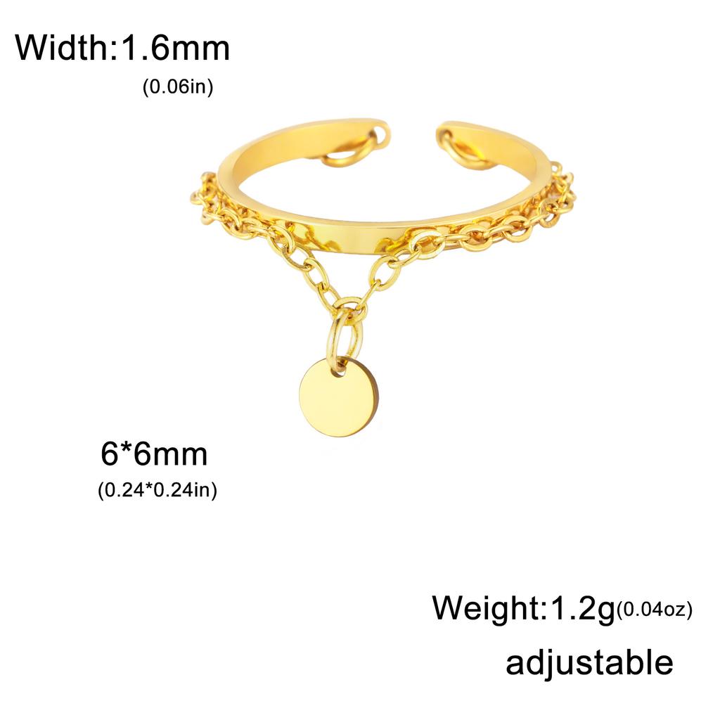 Lemegeton Open Ring for Couple Small Charm Zircon Stainless Steel Chain Accessories Heart Zircon Beauty Fried Dough Twists New