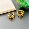French High-End Rhombus Pattern Gold Circle Earrings Femininity Light Luxury Ear Buckle Earrings Are In Stock.