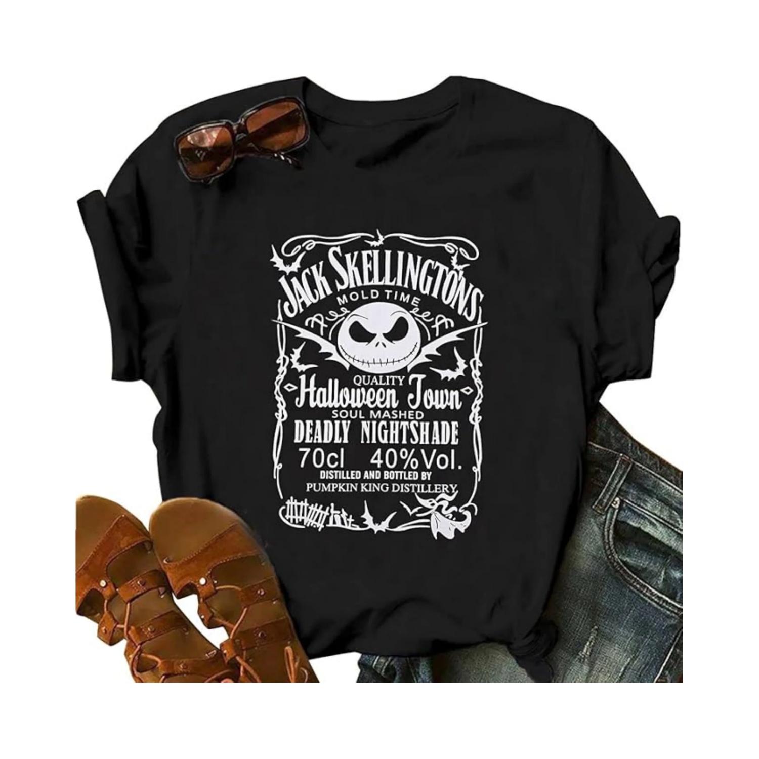 

Halloween T Shirt Women Pumpkin King Shirts Halloween Characters Shirt Halloween Party Tshirt Short Sleeve Fall Tee Top 01232 S чёрный