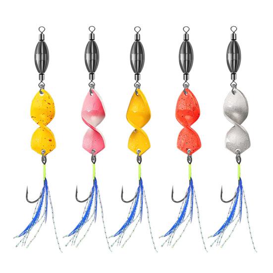 5Pcs Fishing Metal Spinners Lures with Sharp Hooks 360-Degree Rotating Wobbler Jigging Spoon Lures Fishing Accessories