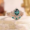 European and American new fashion crown shape green zircon inlaid personalized luxury women's ring