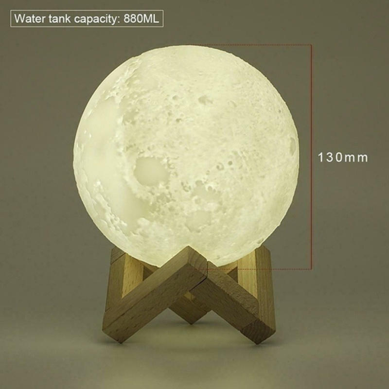 Moon Lamp Humidifier - Aromatherapy Diffuser LED Diffuser Moon Lamp with Cool Mist Humidifier Adjustable Brightness and Mist Mode