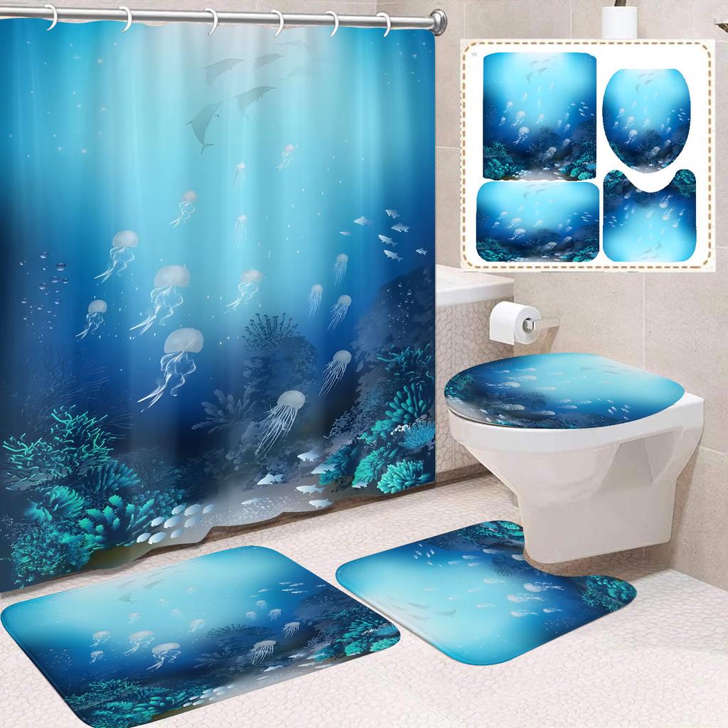 31Style 4Pcs Funny Shower Curtains Bathroom Curtain With Hooks Decor Waterproof Cat Dog 3d Bath 180*180cm Creative Personality Shower Curtain