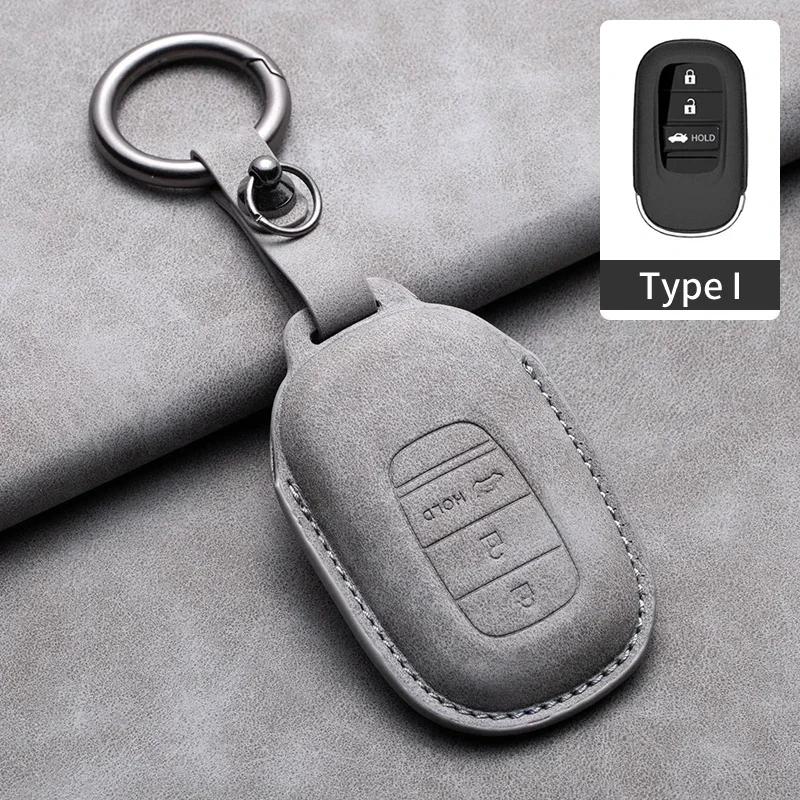 Leather Cover Protector Holder Car Remote Key Case Fob for Honda Civic Accord HR-V CR-V CRV 2 3 4 Buttons Keychain Accessories