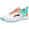 Li-Ning Lightweight Feather Series Fabric Leather Durable Breathable Lightweight Low-Top Badminton Shoes Unisex sneaker White Green AYTS034-1