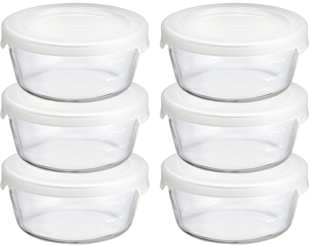 Hario Heat-Resistant Glass Storage Containers, Round, 300ml, MST-30-TW, Set of 6