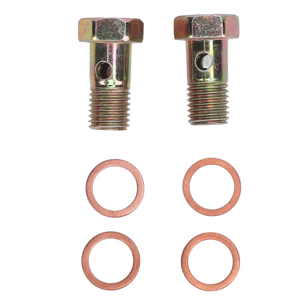 M10x1.25mm Banjo Bolt Metal Brake Line Banjo Bolt Adapter with Washers for Pipeline Connections