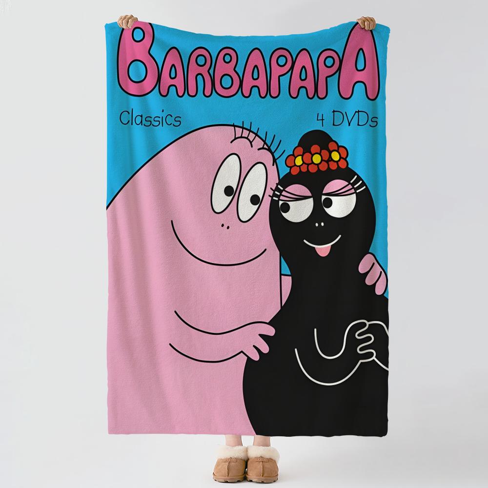 cartoon B-Barbapapa-a Throw Thick Comfort Flannel Quilt, Multi-scene Use Indoor Outdoor Daily Nap