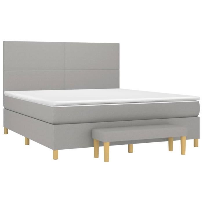 VidaXL Lit à sommier tapissier avec matelas Gris clair 180x200cm Tissu - Modèle 3137013