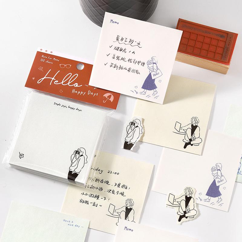 100 Blatt Haftnotizen: Koreanischer City Girl Planer für Büromemos & Nachrichten
