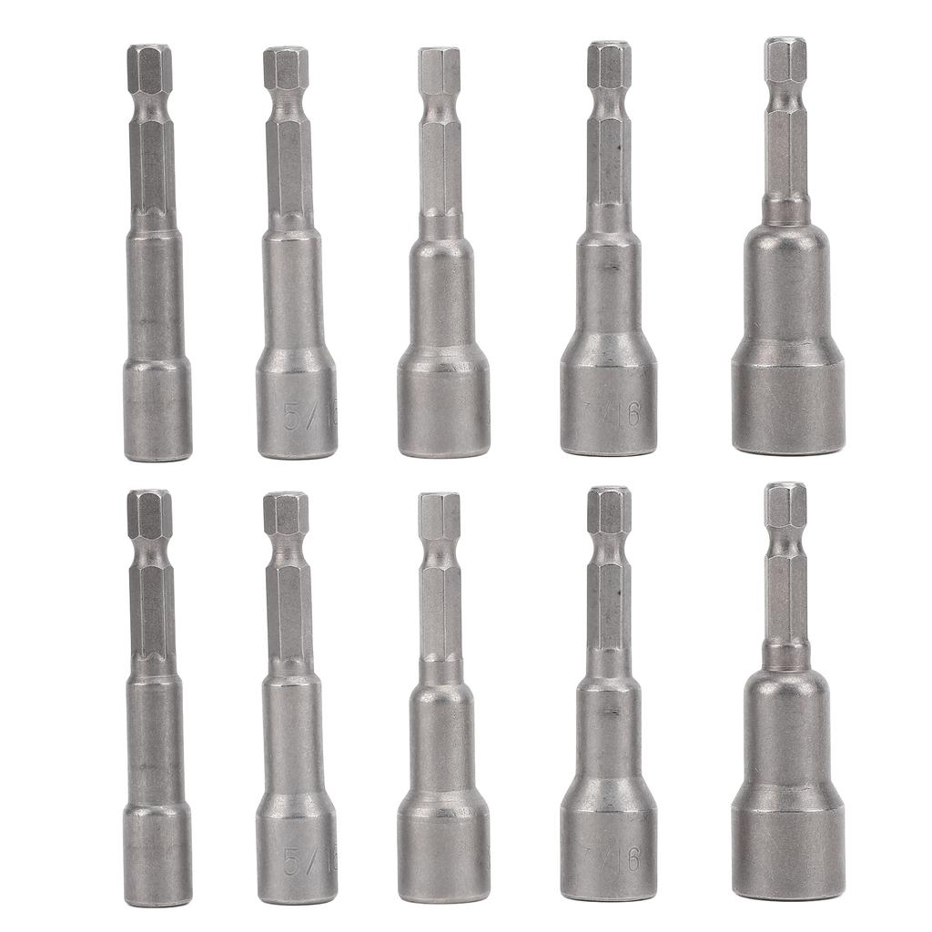 2 Set Magnetic Hex Socket Set 1/4in Shank 65mm Screw Nut Driver Setter Drill Bit 1/4in 5/16in 3/8in