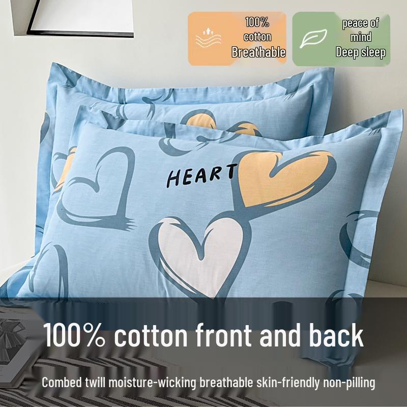 Set of Two 100% Cotton Large Pillowcases, Thick 48x74cm for Home Use