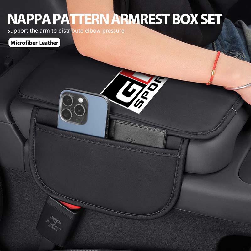 For Toyota Leather Car Armrest Box Cushion Side Storage Pocket Protector Cover GR Sport Crown RAV4 Yaris Land Cruiser Corolla