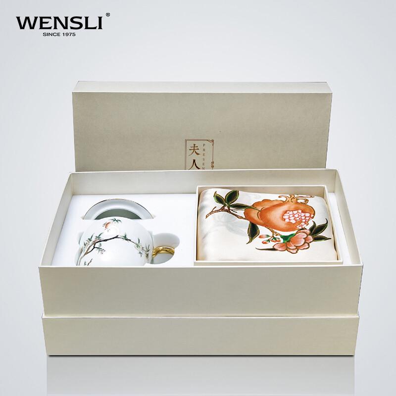 Wanshili Silk Scarf & Porcelain Gift Set