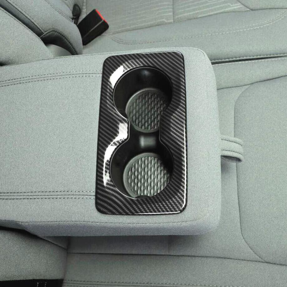 For 2019-2024 Dodge RAM 1500 Carbon Fiber Rear Armrest Box Cup Holder Cover Trim