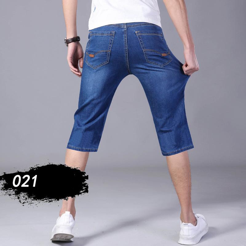 Pantaloncini in denim di seta ghiacciata da uomo, estivi, sottili, larghi, da indossare all'esterno, cinque nei pantaloni, sette pantaloni da marea dritti