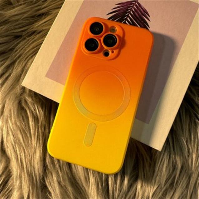Moskado Luxury Gradient Color Magnetic Phone Case For Iphone 14 11 13 12pro Max 14 Plus Full Lens Protective Film Soft Tpu Cover