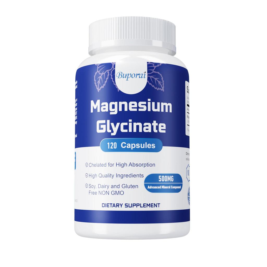 Magnesium glycine soft capsules 500 mg, magnesium oil capsules as a sleep aid supplement, beneficial capsules.