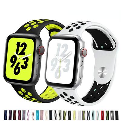 Pasek silikonowy do paska do zegarka Apple 44mm/40mm pasek do iWatch 42mm/38mm oddychająca bransoletka sportowa pasek do zegarka Apple watch 5 4 3 2