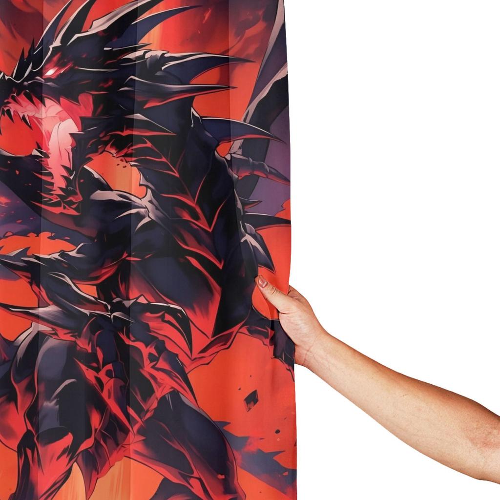 Dunkler Gott Rotäugiger Schwarzer Drache Duschvorhang - Abnehmbarer Polyester Badezimmerdekor mit Lebendiger Fantasy-Kunst, Maschinenwaschbar