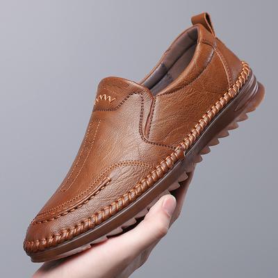 Printemps Automne Nouveaux Hommes Quotidien Décontracté Chaussures en Cuir Véritable Chaussures Décontractées pour Hommes Cousues Main à Semelle Souple C570