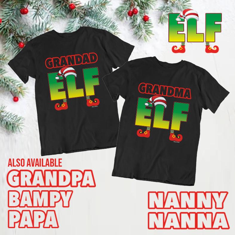 

Grandparents Elf Mens Womens Matching Christmas T-Shirt Grandfather Nan 4XL