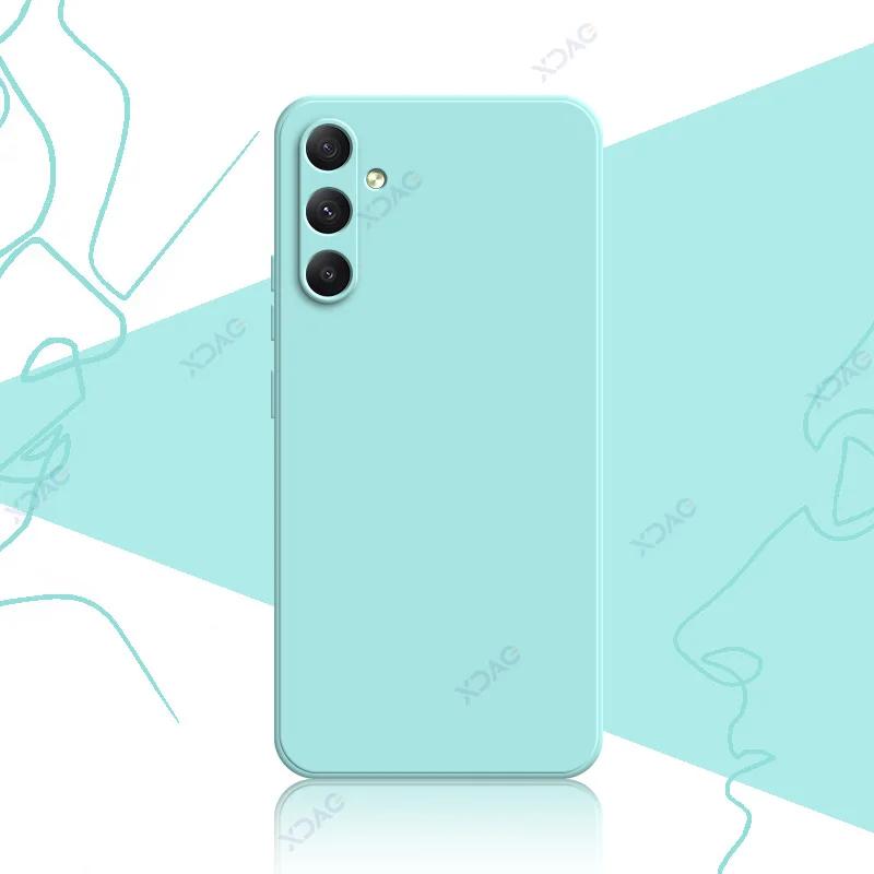 Πολυτελής Τετράγωνη Θήκη Υγρής Σιλικόνης για Samsung Galaxy A34 A54 5G SamsungA34 SamsungA54 360 Μαλακή Προστατευτική Θωρακισμένη Θήκη Coque Bag