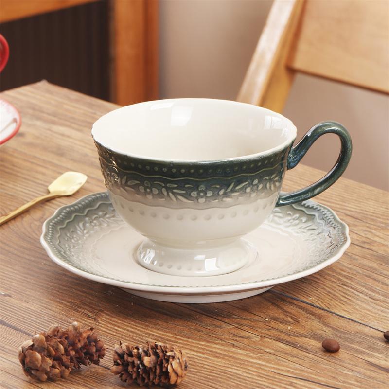 

Набор кофейных чашек и блюдец SOLECASA Элегантная ретро-керамическая кофейная кружка с цветочным узором Чашка и блюдце для послеполуденного чая Романтические чайные сервизы