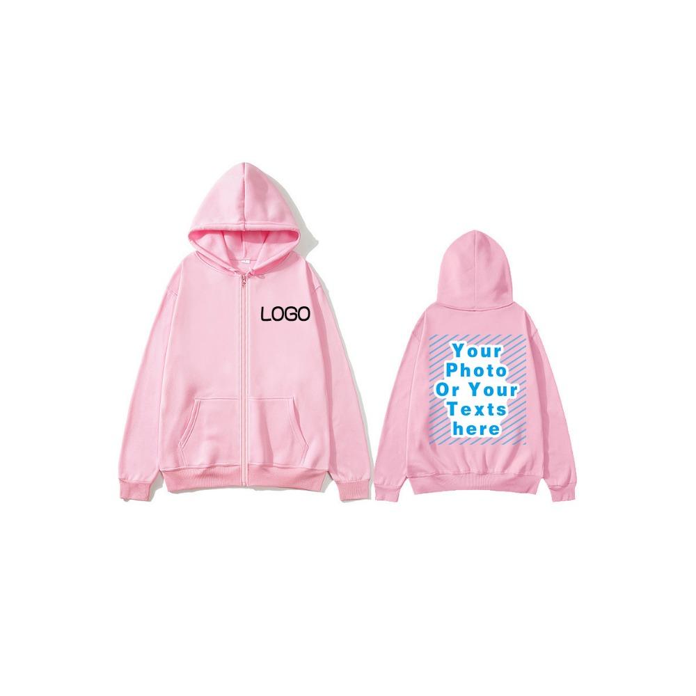 Zipper Hooded DIY12 Cardigan Sweatshirt Jacket Anytime Anywhere Design Brand Logo Custom Image Replication