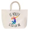 Beach Bag - PLANETEE - Volley "C'est La Vie" - Large Size - Rope Handle - Printed Cotton France