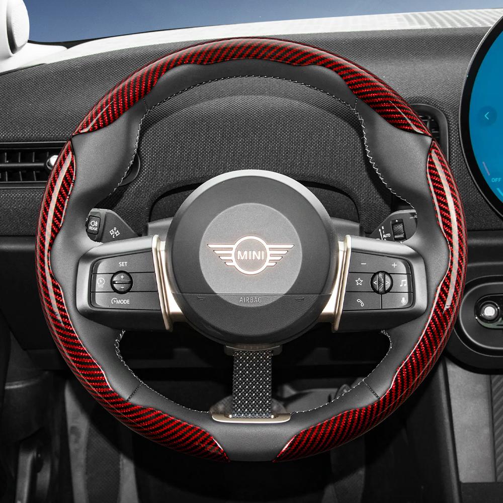 Geeignet für Mini Carbonfaser-Textur Lenkradabdeckung mit segmentiertem Schnellverschluss-Design, Langlebig, für Modelle wie Cooper 3-Türer Countryman