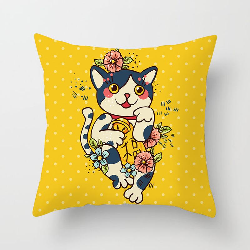 New Style of Lucky Cat Series Pillowcases, Home Office Sofa Pillow Cushion Covers, Seats