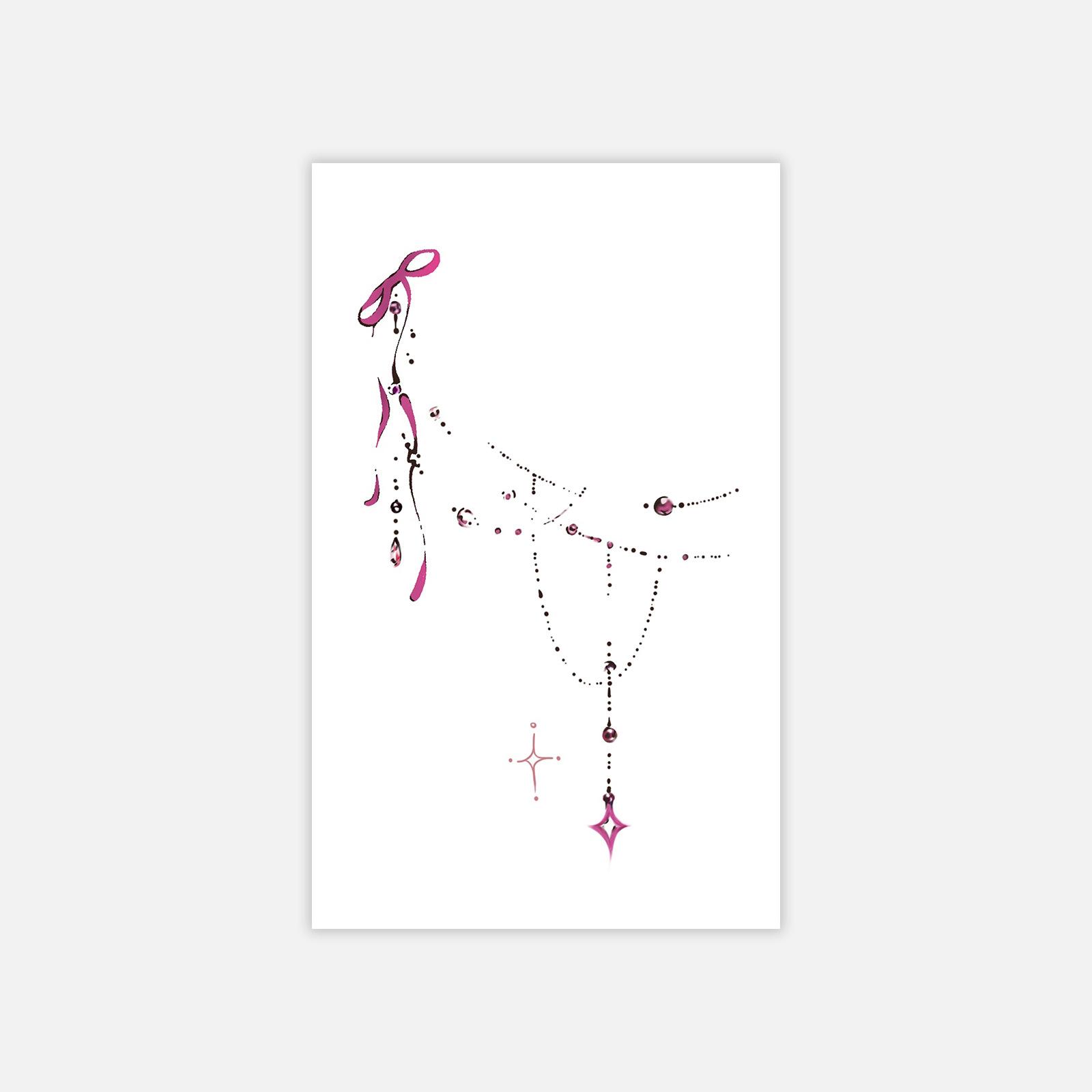 Small Fresh Dopamine Bow Chain Tattoo Sticker Personalized Sweet Tattoo Sticker 11*18