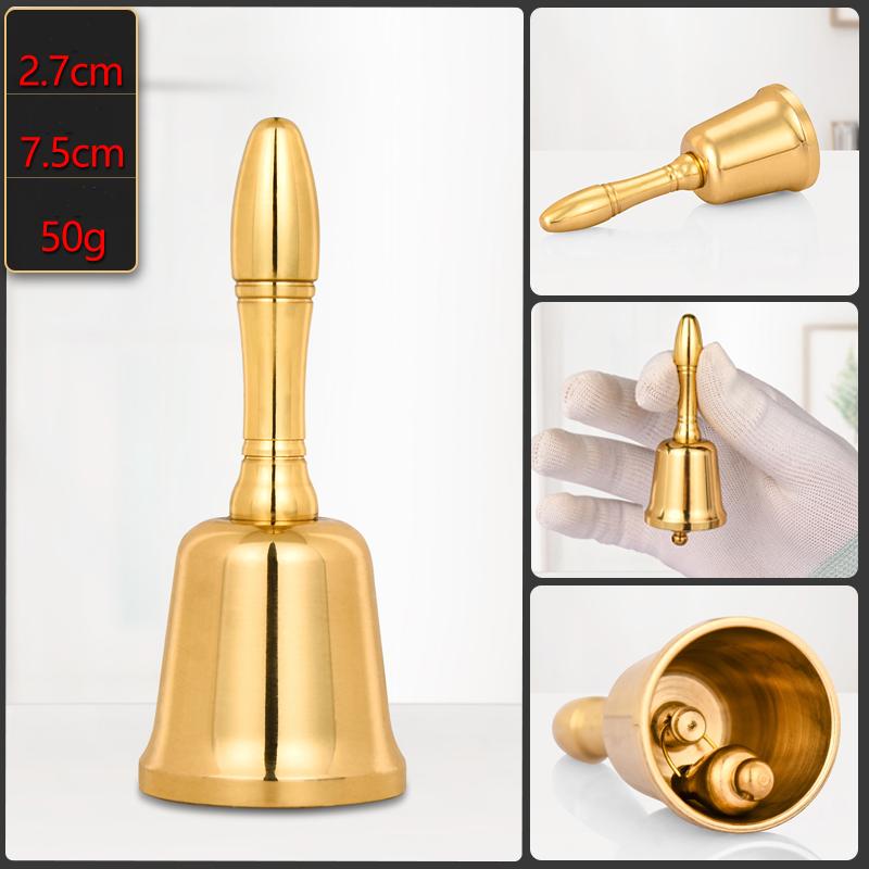 Gold Brass Handicraft Large Hand Bell Loud and Clear Sound School Meditation Church Polishing Bronze Dinner Bell Creative Gift
