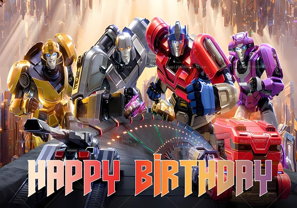 Fun Transformers Background Banner with Optimus Prime Theme for Kids, Children's Party Decoration